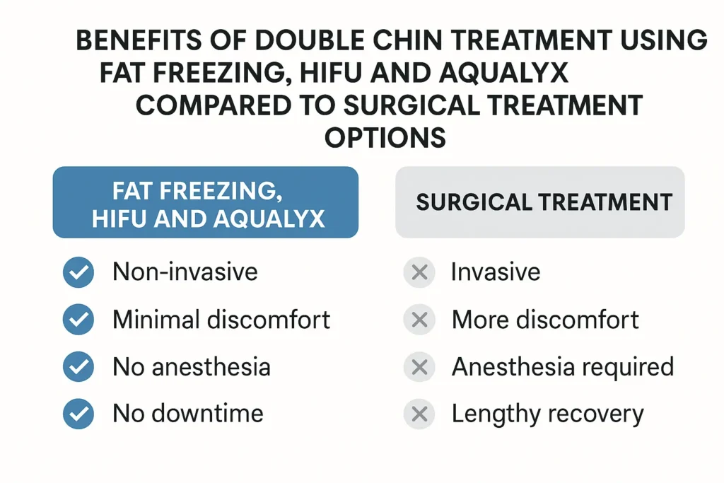 Graphic about the benefits of double chin treatment Norbiton - from LA LIPO