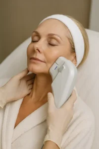 Woman receiving HIFU non surgical facelift treatment Norbiton